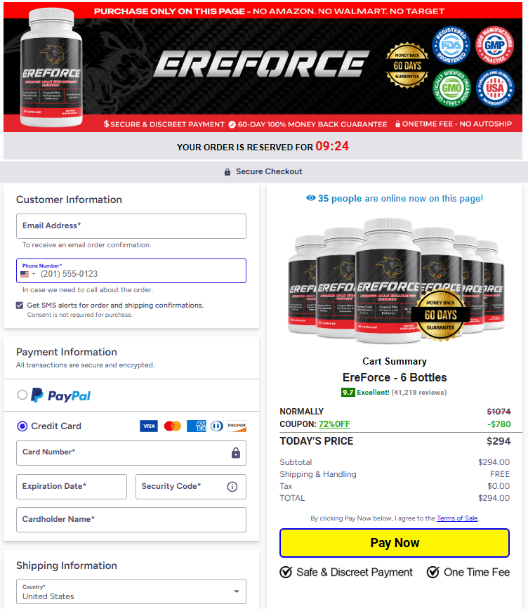 Ereforce order page